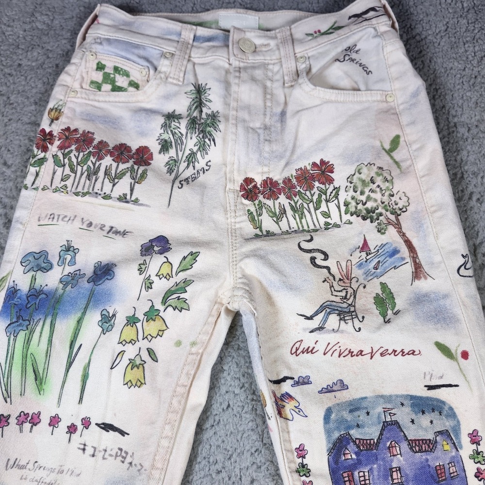 MOTHER High Waisted Rider Skimp Moto-Rabbit Jeans Size 24 Retail $278 - Picture 7 of 16